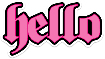 'hello' in tattoo-style font
